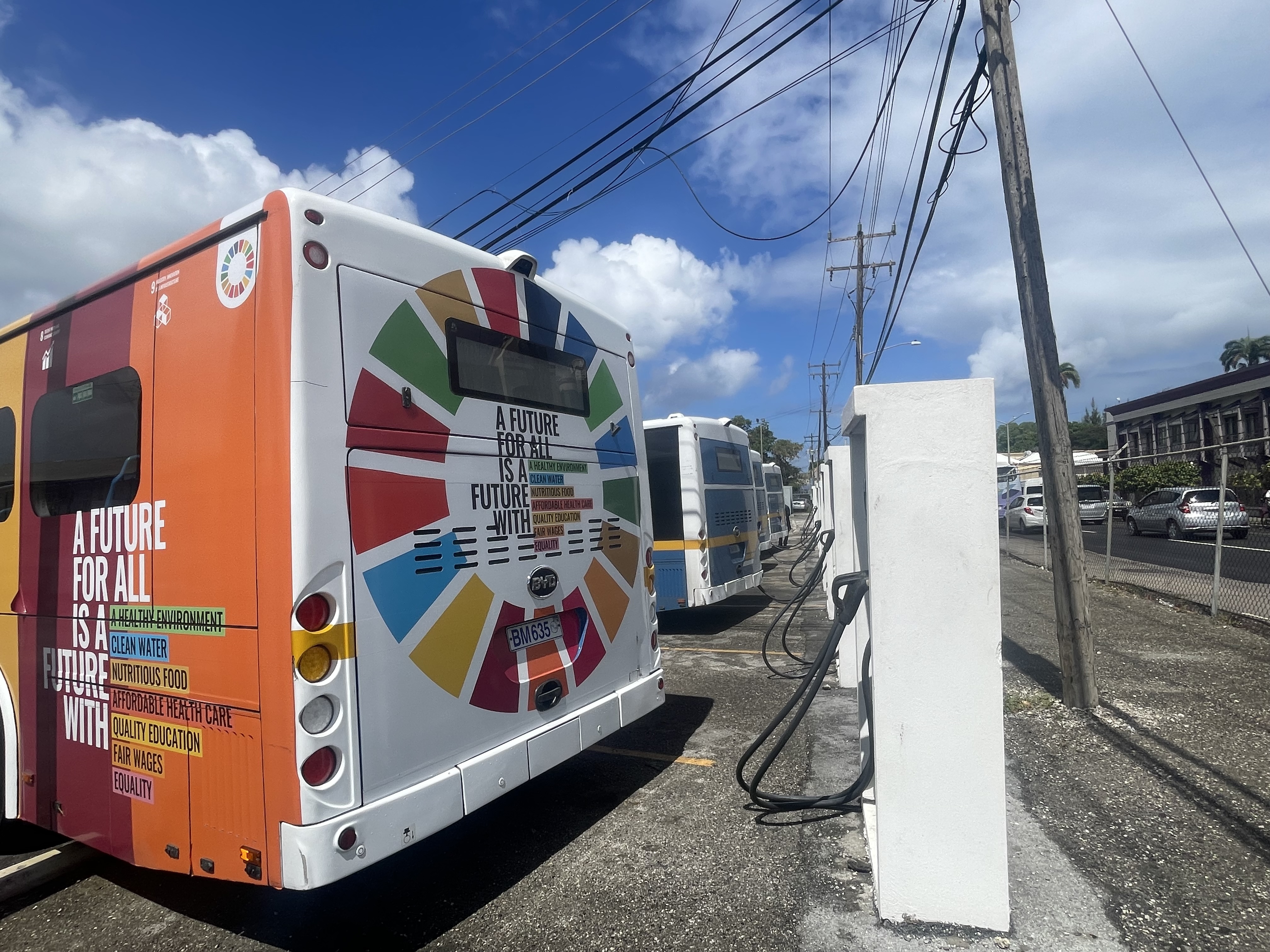 SDG electric bus in Bridgetown Barbados  