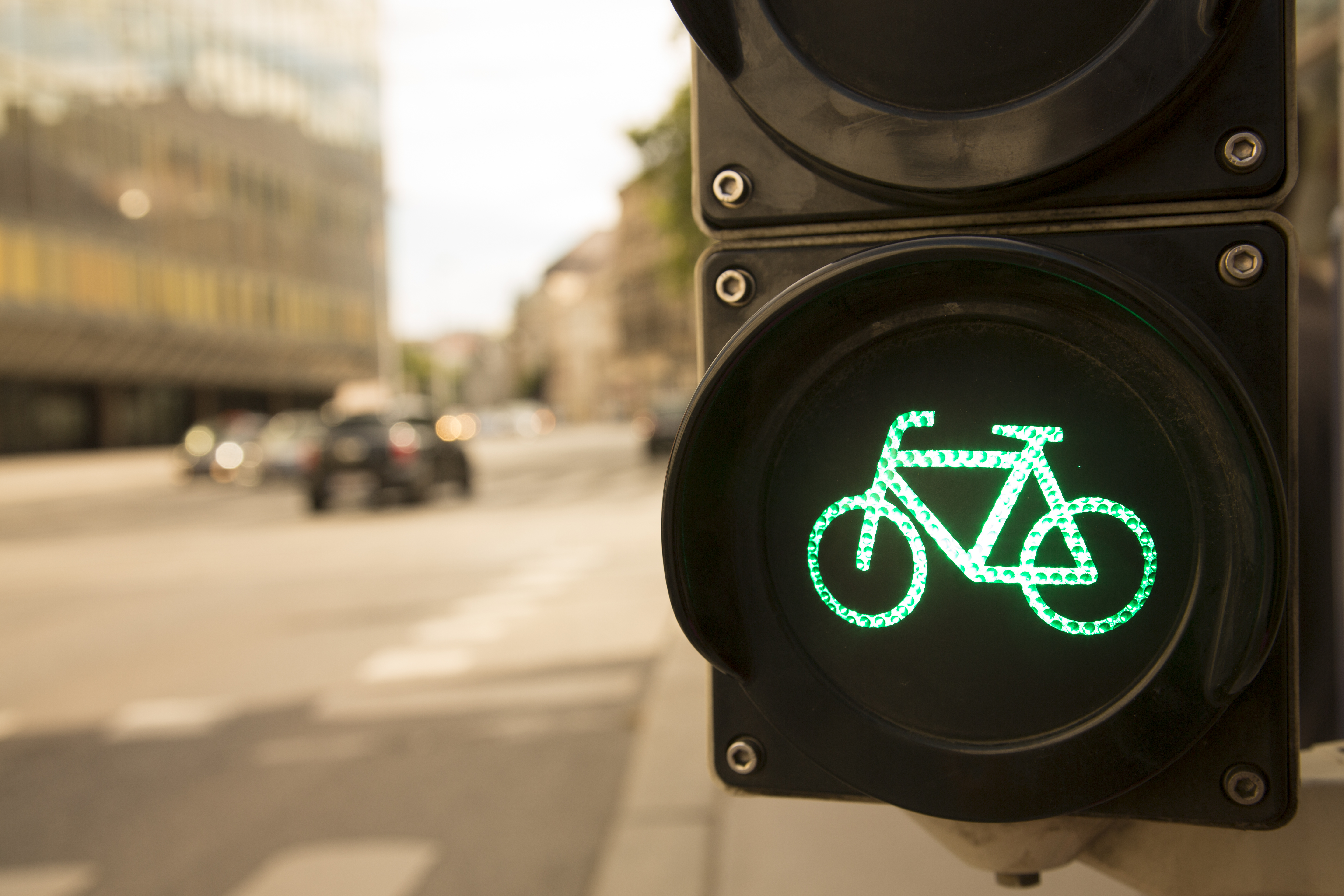 road with green bike light go sign sustainable transportation 