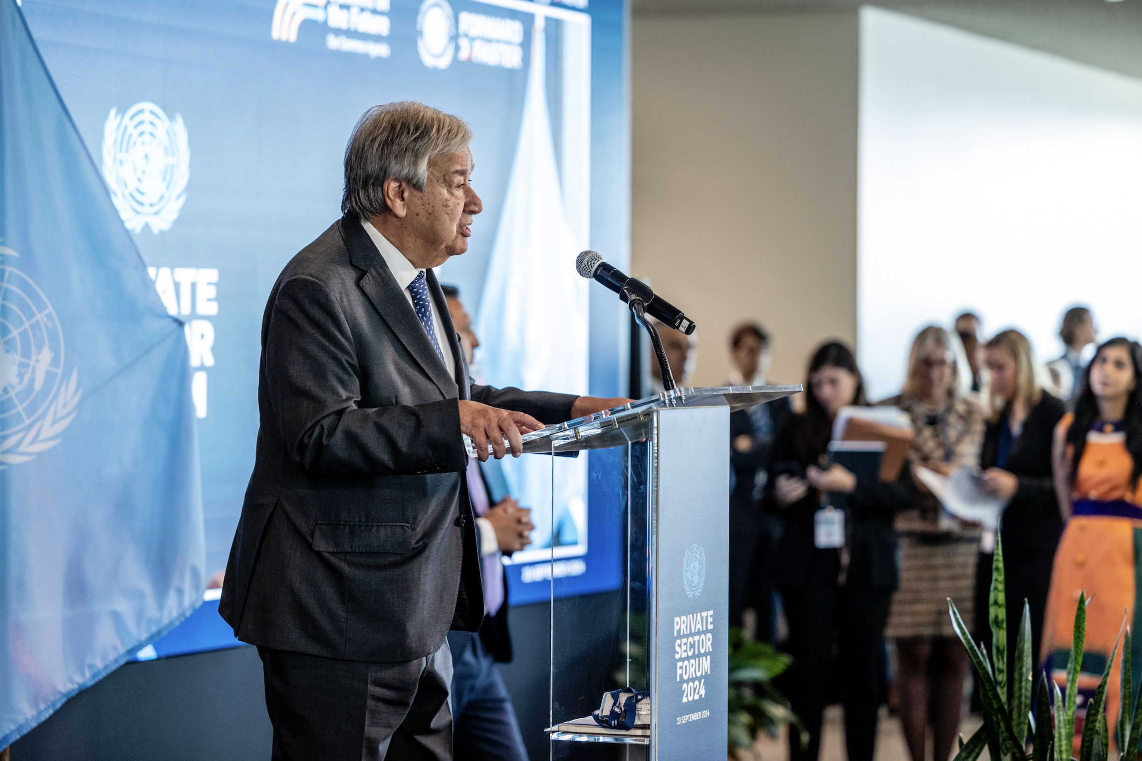 Antonio Guterres speaking at the 2024 Private Sector Forum 