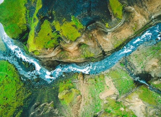 aerial view of stream