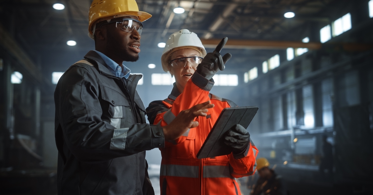 Man and woman working in industry