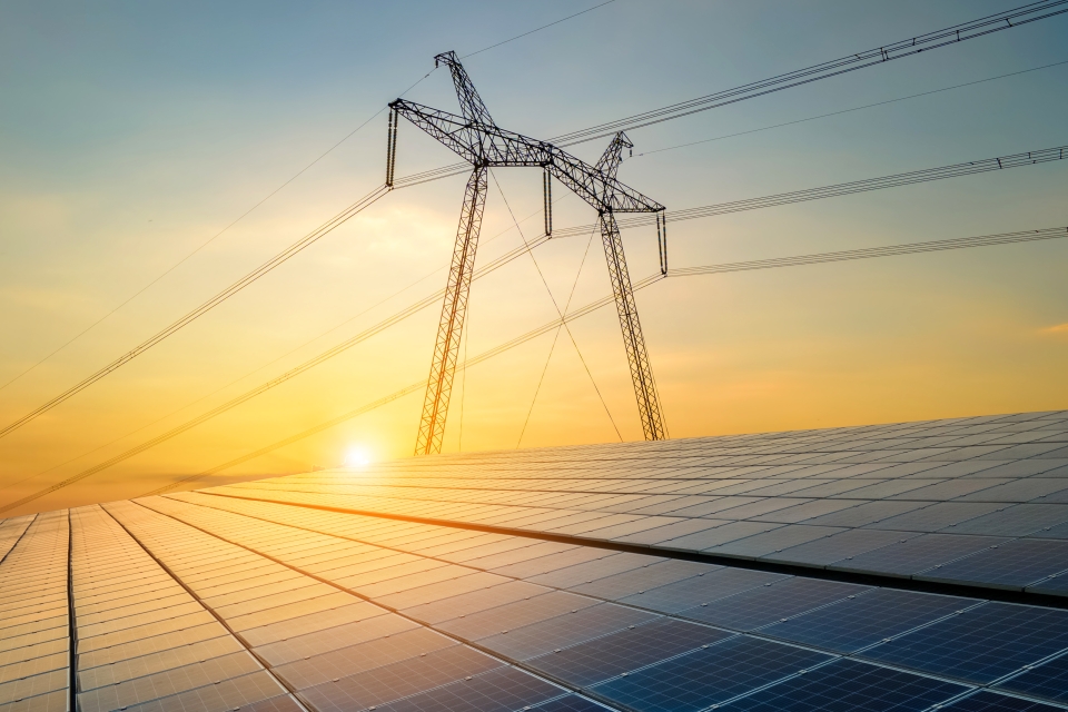 solar panels and grid